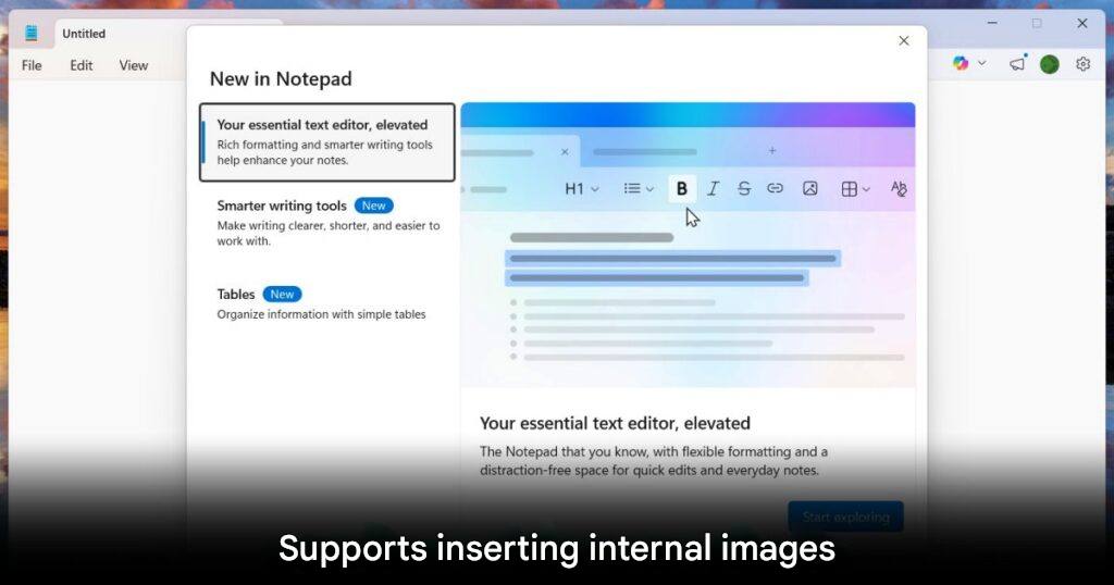 Windows Notepad image support