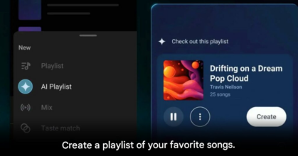 YouTube AI music playlist creation feature on mobile app interface