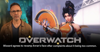 Overwatch hero Anran concept art and in-game model comparison highlighting redesign discussion