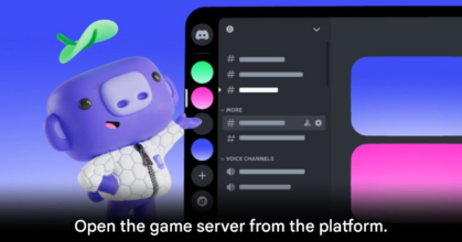 Discord interface showing in-app game server creation and management options