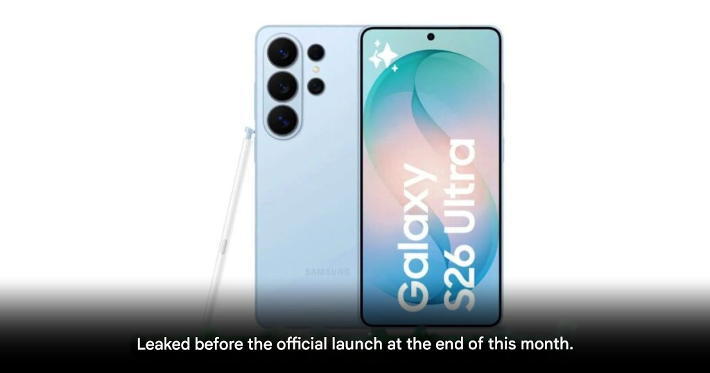 Leaked images of Samsung Galaxy S26 series showing full design and color options